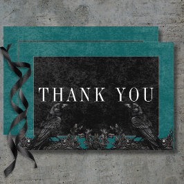 Cartão De Agradecimento Rosas Pretos Góticos Raven e Pretos Detalhes do Te
