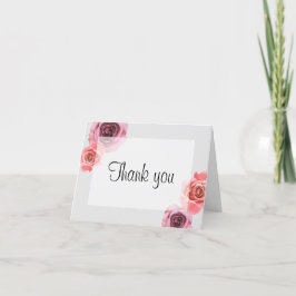 Cartão De Agradecimento Rosas Primavera cor-de-rosa e roxo negros