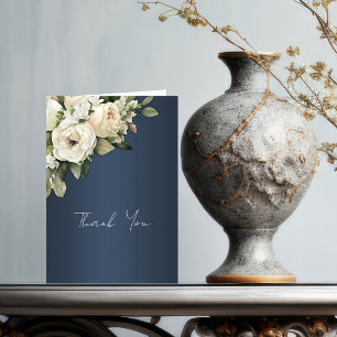 Cartão De Agradecimento Rosas românticas, Casamento Azul Boho Dusty