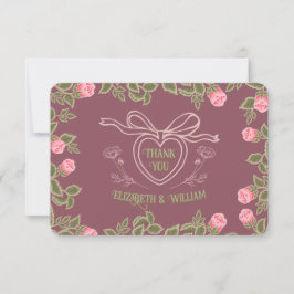 Cartão De Agradecimento Rosas Românticos de Cottagecore - Bloqueio Cardíac