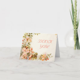 Cartão De Agradecimento Rosas românticos do vintage que wedding o obrigado