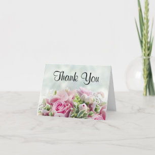 Cartão De Agradecimento Rosas Rosa e Compras de Pênia Elegante Simples Obr