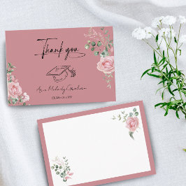Cartão De Agradecimento Rosas Rosa Moderno Script Graduação