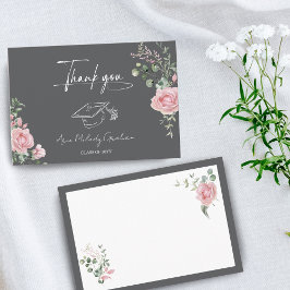 Cartão De Agradecimento Rosas Rosa Moderno Script Graduação