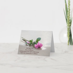 Cartão De Agradecimento Rosas Rosa na Praia Obrigado da Família