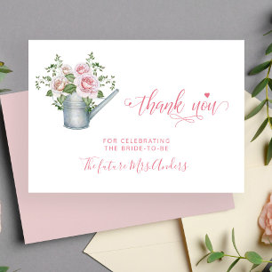 Cartão De Agradecimento Rosas rosa obrigado chá de panela elegante