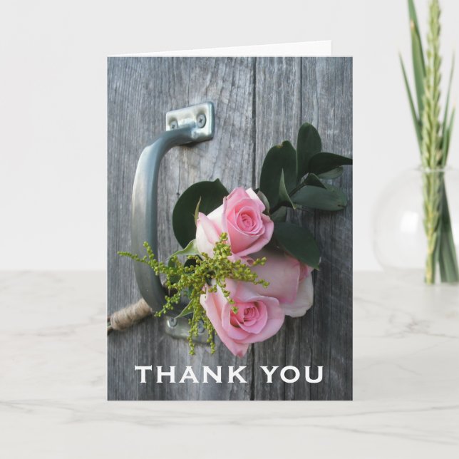Cartão de Agradecimento Rosas Rosa & Porta de Cele (Frente)