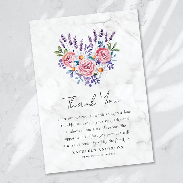 Cartão De Agradecimento Rosas Rosa Simpatia Floral Funeral (Criador carregado)