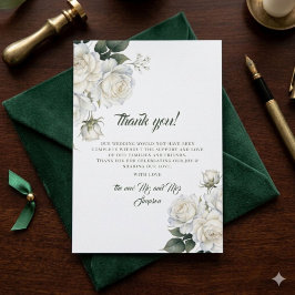 Cartão De Agradecimento Rosas Sage Floral Elegante Casamento