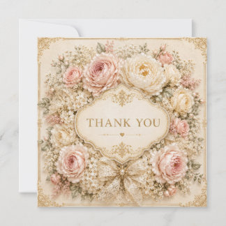 Cartão de Agradecimento Rosas Shabby Vintage