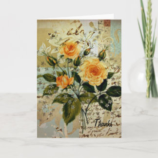Cartão De Agradecimento Rosas Vintage Obrigados de Colagem