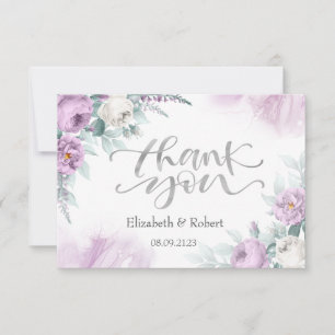 Cartão De Agradecimento Rosas Violeta Aquarela