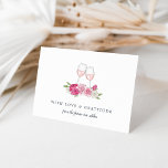 Cartão De Agradecimento Rosé Garden Personalizado<br><div class="desc">Projetados para coordenar com a nossa coleção de papelaria de eventos temáticos do Rosé Garden, estas cartas de agradecimento chico apresentam uma ilustração aquática de dois copos de rosé em uma cama de flores cor-de-rosa. Adicione duas linhas de texto personalizado abaixo e personalize com uma mensagem dentro opcional, se desejar....</div>