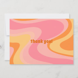 Cartão De Agradecimento Roteador de Abstrato da tela traseira 60s 70s rosa