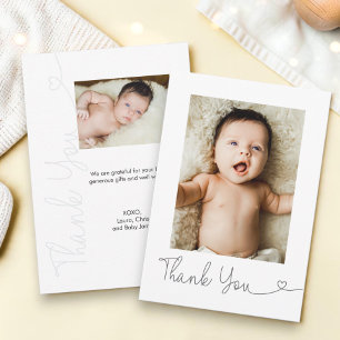 Cartão De Agradecimento Roteiro de Coração Moderno 2 Foto Bebê pequeno per
