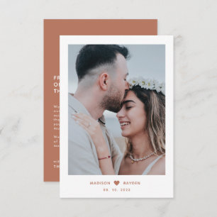 Cartão De Agradecimento Roteiro de Foto Terracotta Clássico com Casamento 