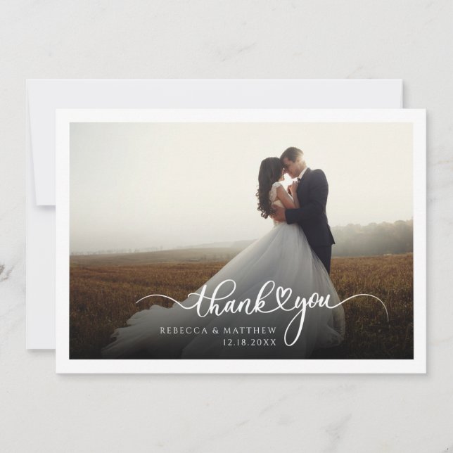 Cartão De Agradecimento Roteiro de Fotografia de Casamento com Letra à Mão (Frente)