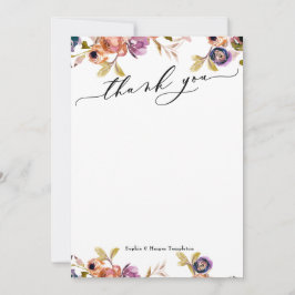 Cartão De Agradecimento Roteiro de Luxo Elegante, Roxo e Laranja Boho Flor