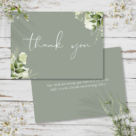 Cartão De Agradecimento Roteiro Elegante Floral Verde Salvia Personalizado