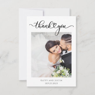 Cartão De Agradecimento Roteiro Minimalista Personalizável Coração Foto de