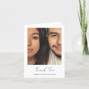 Cartão De Agradecimento Roteiro Moderno Mínimo Foto Casamento Dobrado Em B