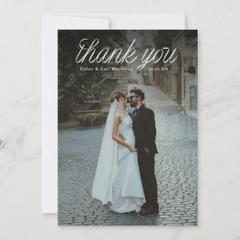 Cartão De Agradecimento Rótulo de Cinta Casamento Minimalista Foto 