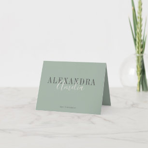 Cartão De Agradecimento Rótulo Personalizado Minimalista Boho Verde Sage p