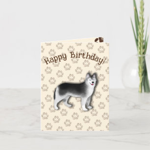 Cartão De Agradecimento Rouco Feliz Aniversário Pegada de Cachorro Editáve