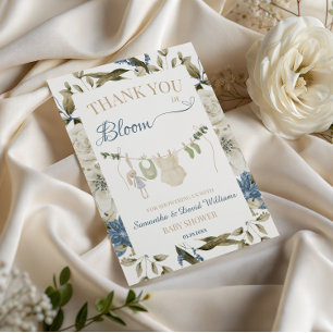 Cartão De Agradecimento Roupa de Bebê em Flor Botânica Floral