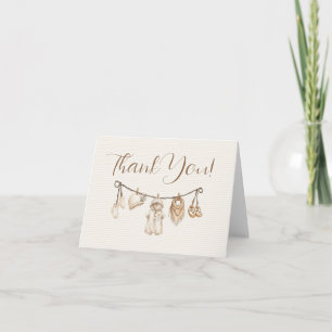 Cartão De Agradecimento Roupas de Bebê Varal de Roupas Baby Shower Listrad