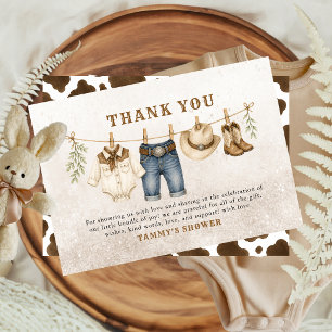 Cartão De Agradecimento Roupas de Cowboy Pequeno Ocidental Linha de Roupas