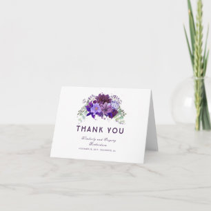 Cartão De Agradecimento Roxo Ameixa e Violeta Floral Casamento Agradecimen