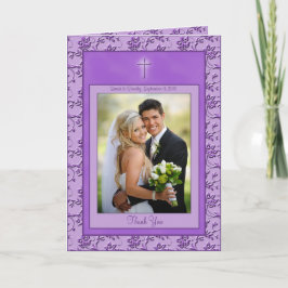 Cartão de agradecimento roxo cristão com foto