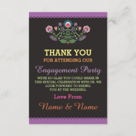 Cartão de agradecimento roxo da festa de casamento