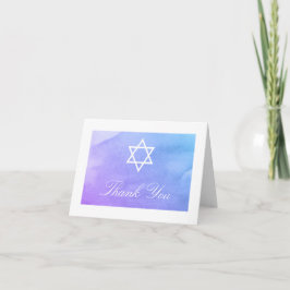 Cartão De Agradecimento Roxo e obrigado de Mitzvah do bastão da aguarela