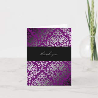 Cartão De Agradecimento roxo extraordinário do damasco 311-Dazzling