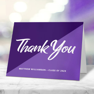 Cartão De Agradecimento Roxo Graduado Script Negrito Cap Ícone Retro Minim
