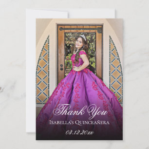 Cartão De Agradecimento Roxo Lilás Floral Quinceanera Personalizado
