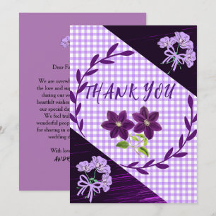 Cartão De Agradecimento Roxo Lilás Moderno Boho Tendência de Casamento Agr
