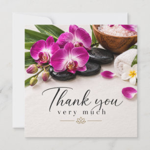 Cartão De Agradecimento Roxo Orquídea Spa Obrigado Elegante Bem-Estar