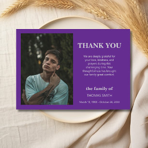 Cartão De Agradecimento Roxo Real Minimalista Foto Condolências