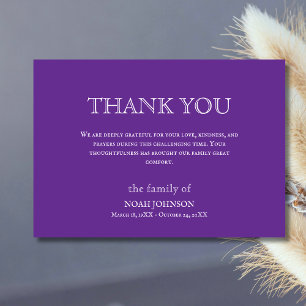 Cartão De Agradecimento Roxo Real Minimalista Simpatia Funeral