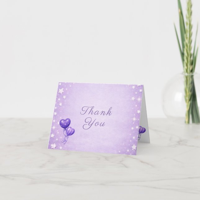 Cartão de Agradecimento Roxo - Tema Celebração com (Frente)