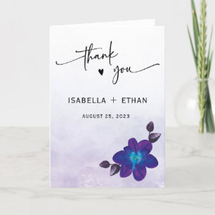 Cartão De Agradecimento Roxo Turquesa Azul Orquídea Casamento Agradeciment