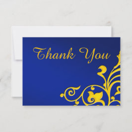 Cartão De Agradecimento Royal Blue e Dourado Obrigado