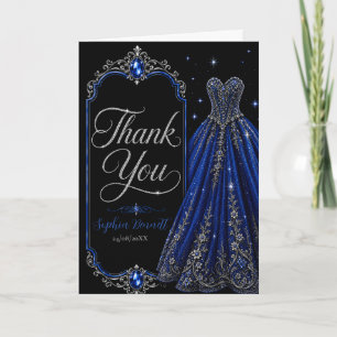 Cartão de Agradecimento Royal Blue Jewel Sweet 16