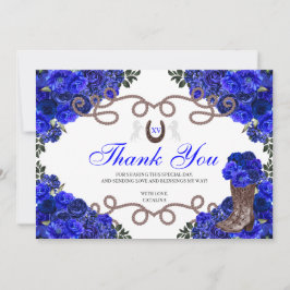 Cartão De Agradecimento Royal Blue Western Charra Quinceanera Obrigado