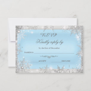 Cartão De Agradecimento Rsvp Silver Winter Wonderland Blue
