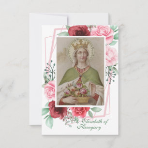 Cartão De Agradecimento Rua Elizabeth of Hungary Prayer Card Vintage Rosas