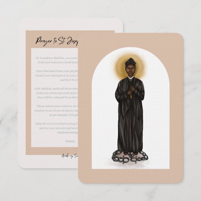 Cartão De Agradecimento Rua Josephine Bakhita Prayer Card (Frente/Verso)